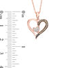 Thumbnail Image 2 of 1/8 CT. T.W. Champagne and White Composite Diamond Double Heart Pendant in 10K Rose Gold