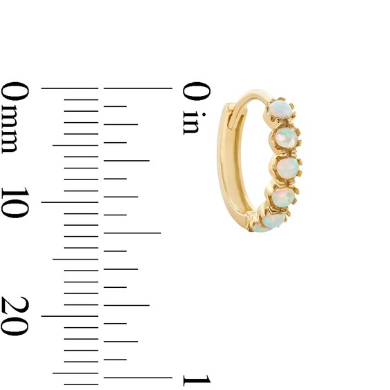 14K Tube Gold Simulated Opal Hoop - 20G 3/8"