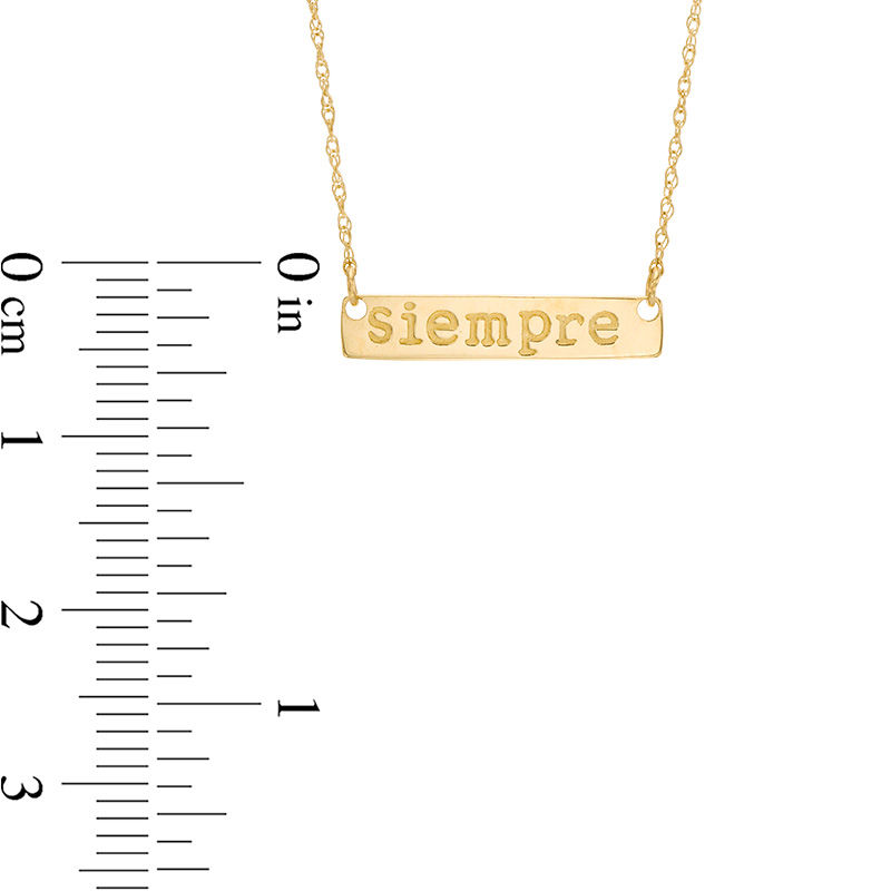 "Siempre" Bar Necklace in 10K Gold - 17"