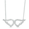 Thumbnail Image 1 of Cubic Zirconia Open Angel Wings Necklace in Sterling Silver