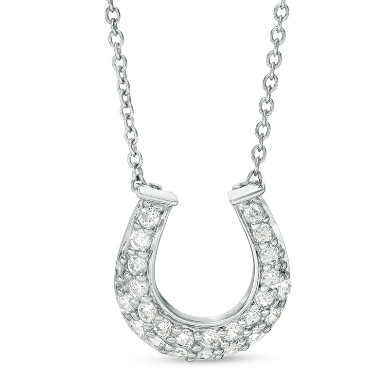 Main Image 1 of Cubic Zirconia Horseshoe Necklace in Sterling Silver