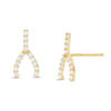 Thumbnail Image 1 of Cubic Zirconia Wishbone Stud Earrings in 10K Gold