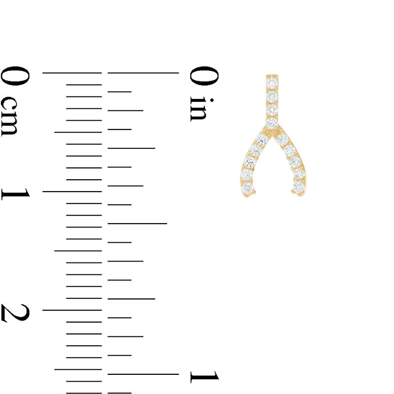Main Image 2 of Cubic Zirconia Wishbone Stud Earrings in 10K Gold