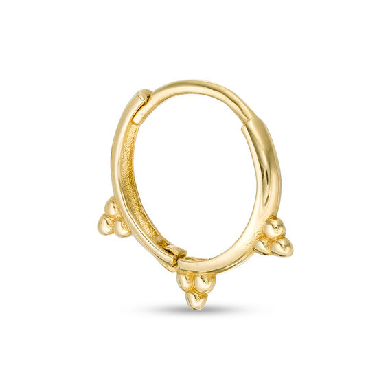 020 Gauge Beaded Spike Trio Cartilage Hoop in 10K Gold