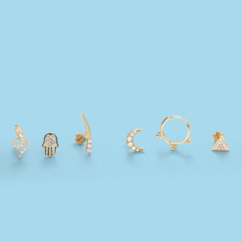 Main Image 2 of 020 Gauge Beaded Spike Trio Cartilage Hoop in 10K Gold