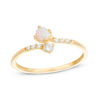 Thumbnail Image 1 of Child's 3mm Simulated Opal and Cubic Zirconia Bypass Ring in 10K Gold - Size 3