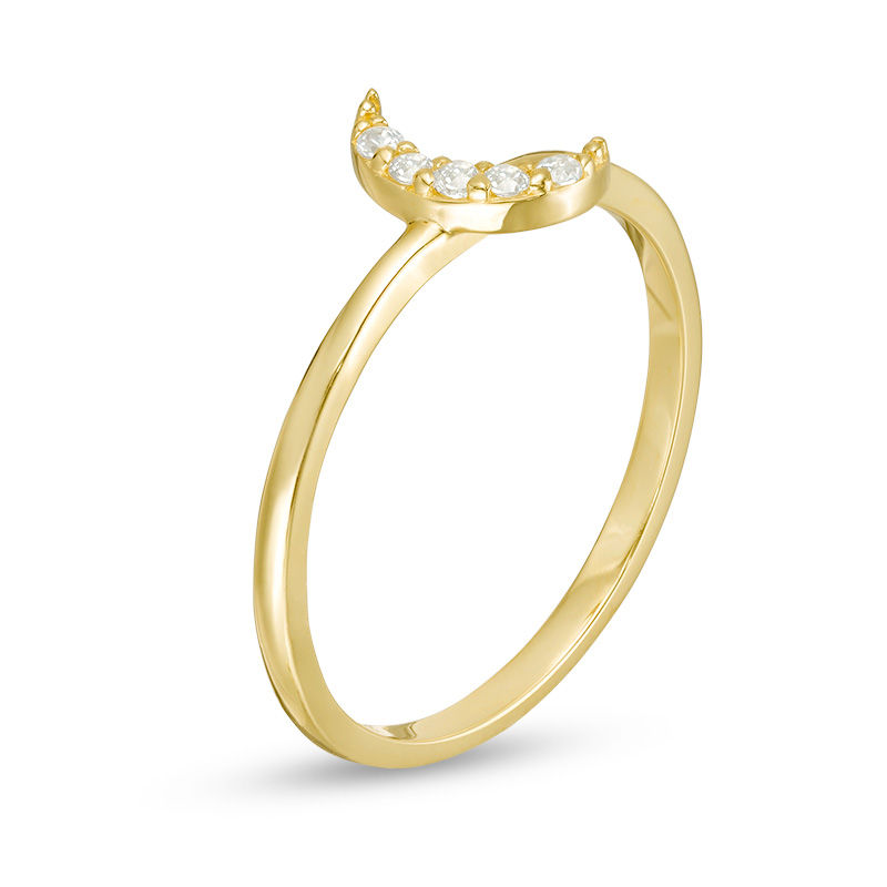 Child's Cubic Zirconia Crescent Moon Ring in 10K Gold - Size 3
