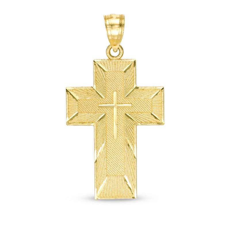 Main Image 1 of Lord's Prayer Cross Necklace Charm in 10K Gold
