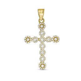 Cubic Zirconia Frame Cross Necklace Charm in 10K Solid Gold