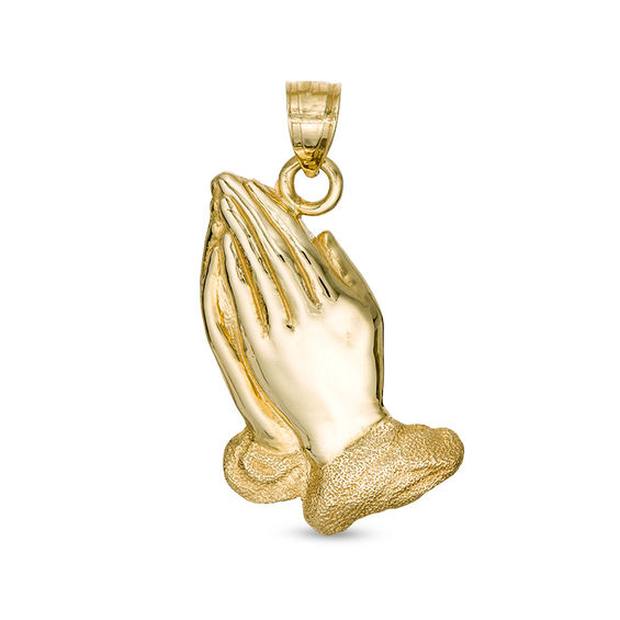 Praying Hands Necklace Charm in 10K Gold