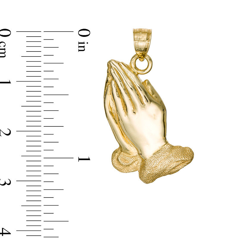 Main Image 2 of Praying Hands Necklace Charm in 10K Gold