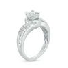 Thumbnail Image 1 of 1/2 CT. T.W. Diamond Frame Double Row Swirl Bypass Engagement Ring in Sterling Silver - Size 7