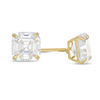 Child's 4mm Fancy Square Cubic Zirconia Solitaire Stud Earrings in 14K Gold