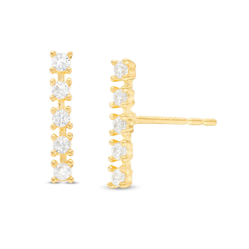 Main Image 1 of Cubic Zirconia Bar Stud Earrings in 10K Gold