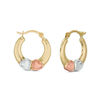 Thumbnail Image 0 of Child's Double Heart Hoop Earrings in 10K Tri-Tone Gold