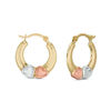 Thumbnail Image 1 of Child's Double Heart Hoop Earrings in 10K Tri-Tone Gold