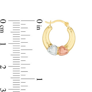 Child's Double Heart Hoop Earrings in 10K Tri-Tone Gold