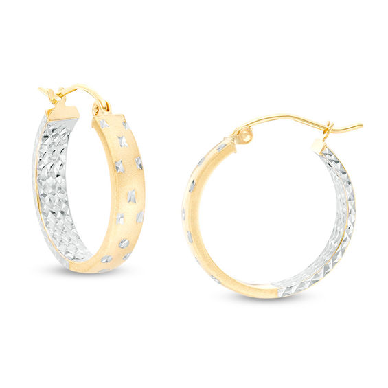 20mm Multi-Finish Inside-Out Hoop Earrings in 10K Two-Tone Gold
