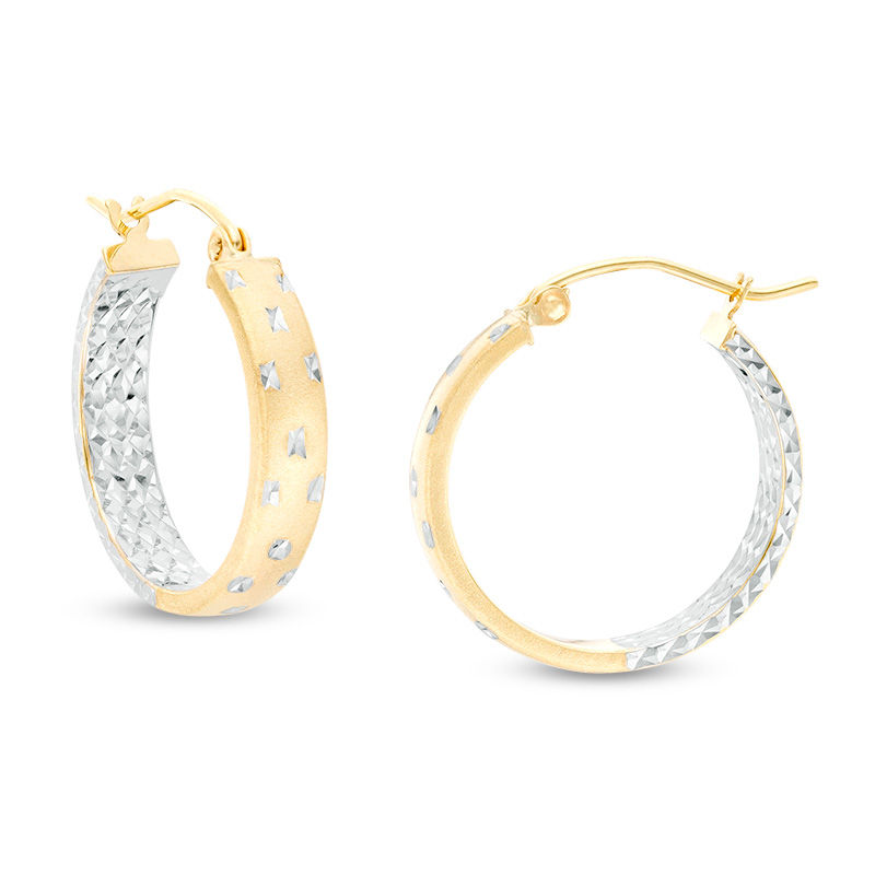 20mm Multi-Finish Inside-Out Hoop Earrings in 10K Two-Tone Gold