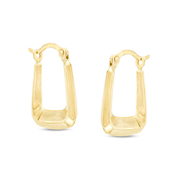 Hollow Square Hoop Earrings in 10K Gold