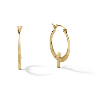 Multi-Finish Cross Hoop Earrings in 10K Stamp Hollow Gold