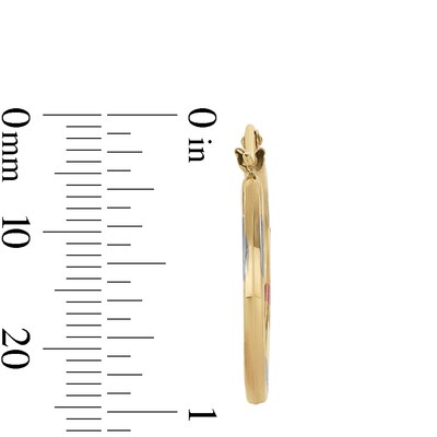 Diamond-Cut Stripe Hoop Earrings in 10K Stamp Hollow Tri-Tone Gold