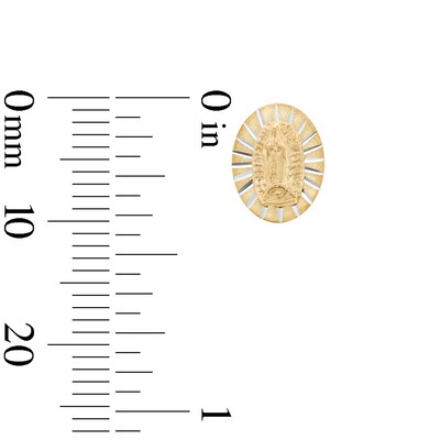 Diamond-Cut Oval Virgin Mary Stud Earrings in 10K Gold