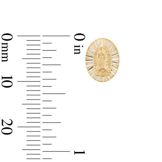 Diamond-Cut Oval Virgin Mary Stud Earrings in 10K Gold