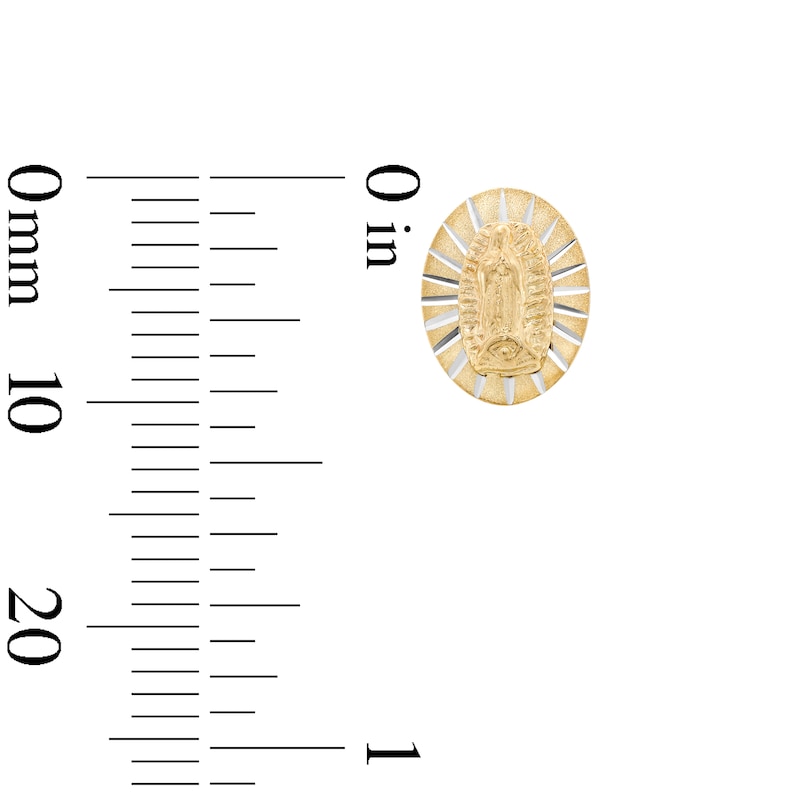 Main Image 3 of Diamond-Cut Oval Virgin Mary Stud Earrings in 10K Gold