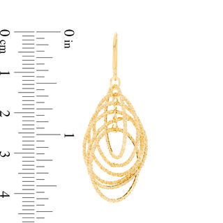 Diamond-Cut Layered Interlocking Circles Drop Earrings in 10K Gold