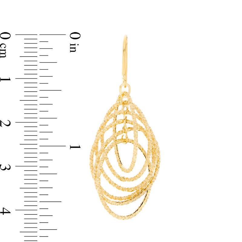 Diamond-Cut Layered Interlocking Circles Drop Earrings in 10K Gold