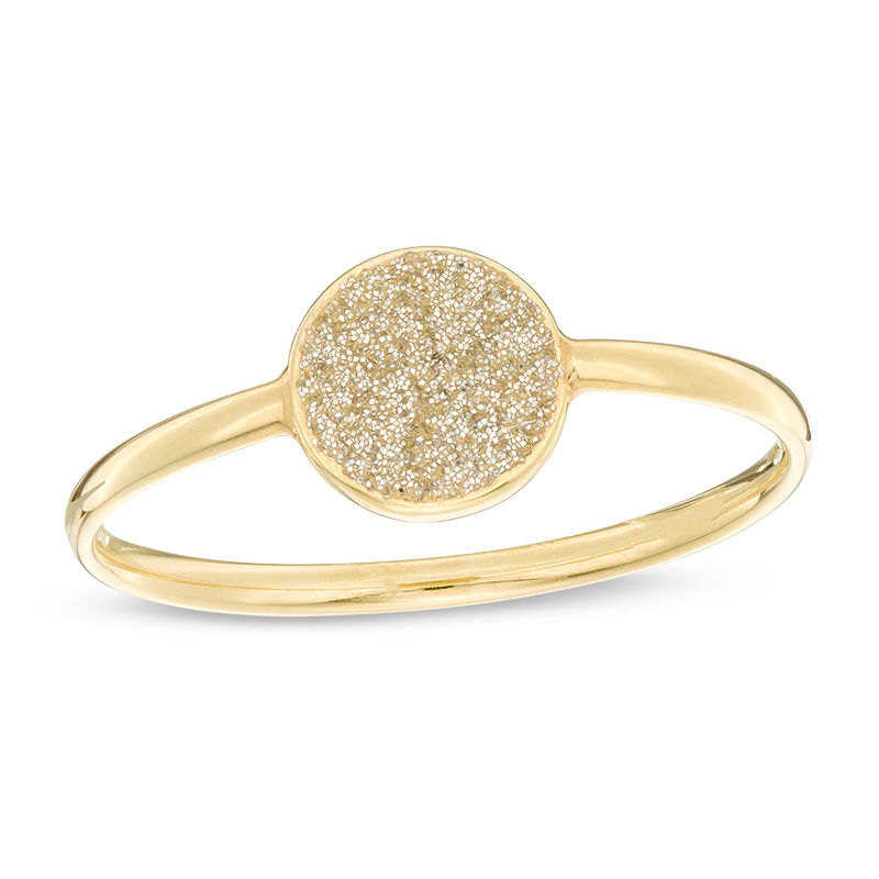 Glitter Enamel Circle Ring in 10K Gold - Size 7