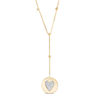 Thumbnail Image 1 of Glitter Enamel Heart Disc Bead Station Lariat Necklace in 10K Gold