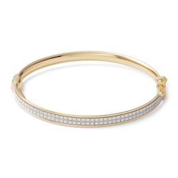 Made in Italy Child's 4mm Glitter Enamel Bangle in 10K Gold Tube - 5"