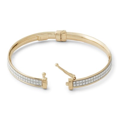Made in Italy Child's 4mm Glitter Enamel Bangle in 10K Gold Tube - 5"