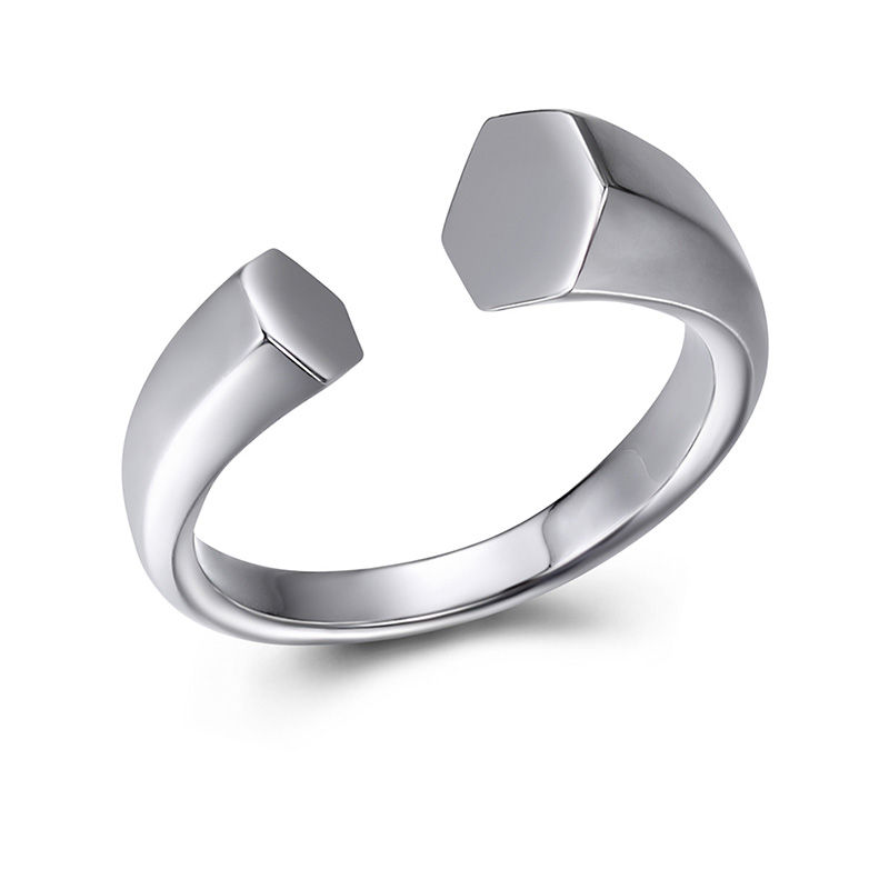 Graduated Hexagon Wrap Ring in Sterling Silver - Size 7