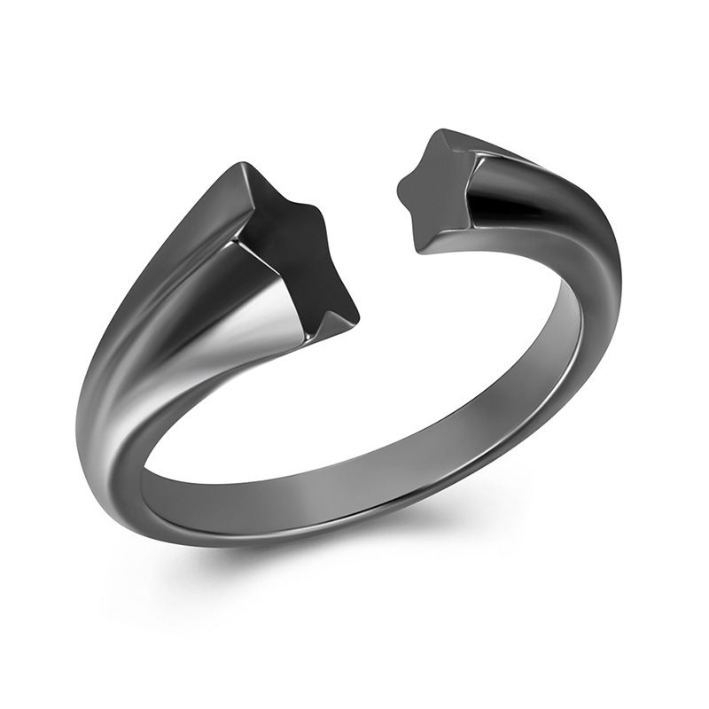 Graduated Star Wrap Ring in Sterling Silver with Black IP - Size 7