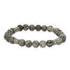Thumbnail Image 1 of 8.2mm Simulated Grey Jasper and Ornate Bead Station Stretch Bracelet in Sterling Silver - 7.5"