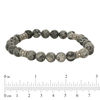 Thumbnail Image 2 of 8.2mm Simulated Grey Jasper and Ornate Bead Station Stretch Bracelet in Sterling Silver - 7.5"