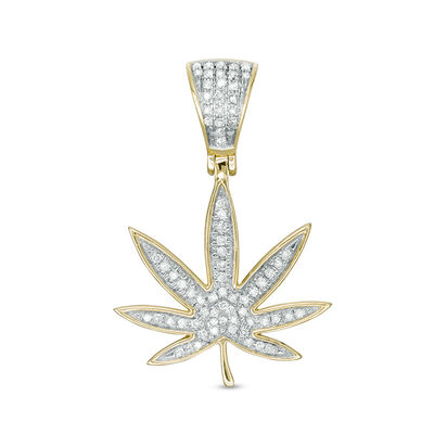1/5 CT. T.W. Diamond Cannabis Leaf Necklace Charm in 10K Gold