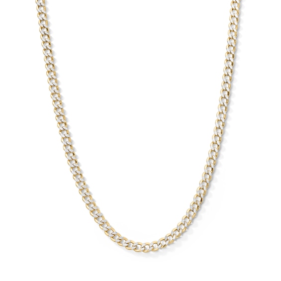 10K Semi-Solid Gold Diamond-Cut Cuban Curb Two-Tone Chain - 22"