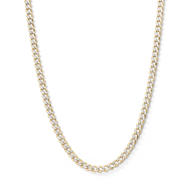 Main Image 1 of 10K Semi-Solid Gold Diamond-Cut Cuban Curb Two-Tone Chain - 22"