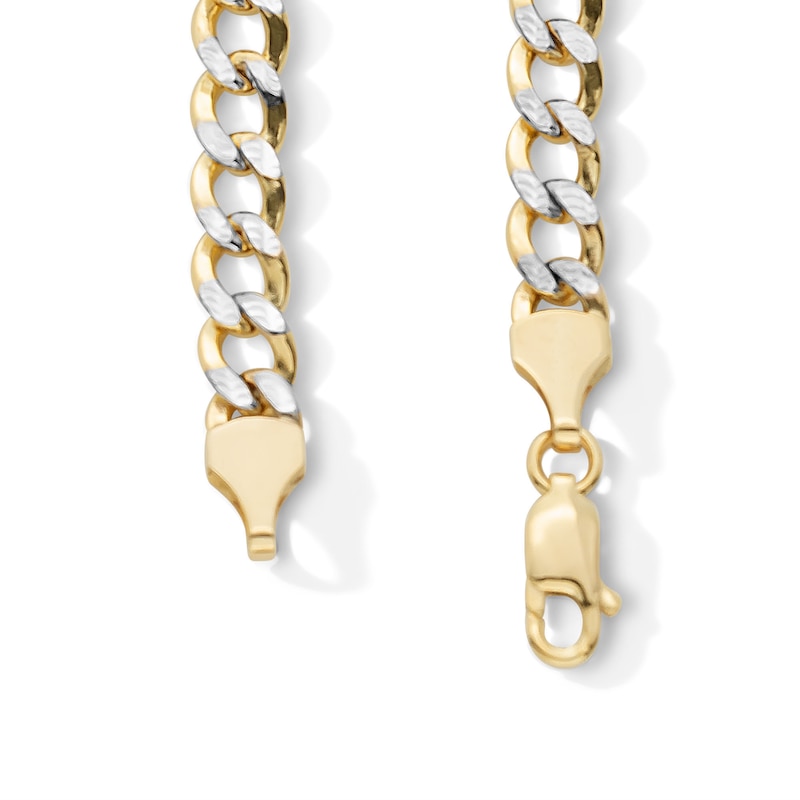 Main Image 4 of 10K Semi-Solid Gold Diamond-Cut Cuban Curb Two-Tone Chain - 22"