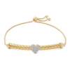 Thumbnail Image 0 of Cubic Zirconia Heart Cluster Mesh Bolo Bracelet in 10K Solid Gold - 9"