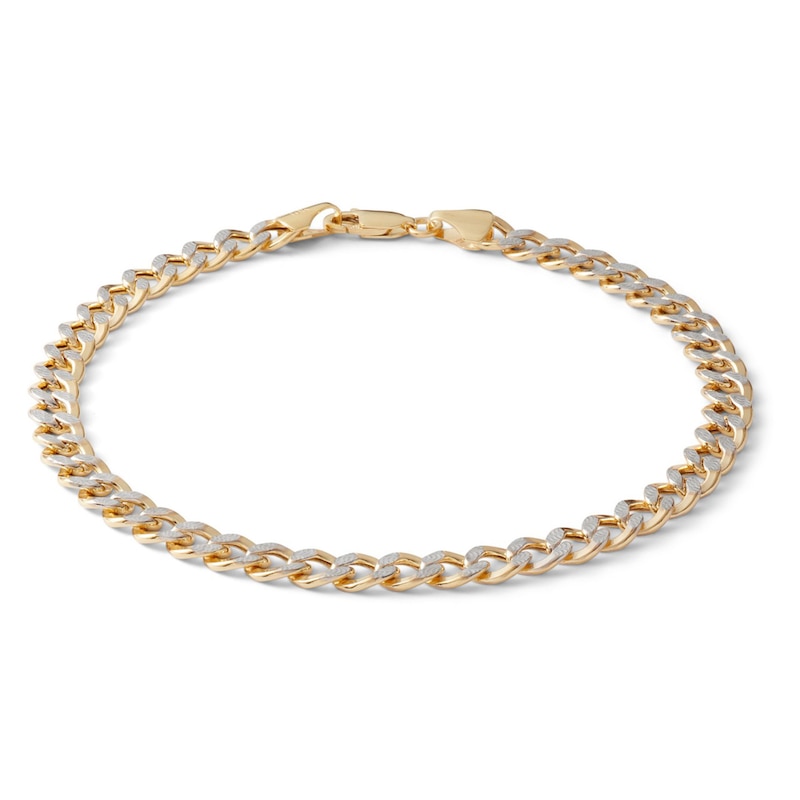 Men's Cuban Curb Chain Bracelet 2 ct tw Diamonds 10K Yellow Gold