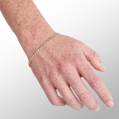 10K Semi-Solid Gold Diamond-Cut Cuban Curb Two-Tone Chain Bracelet - 8.5"