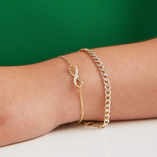 10K Semi-Solid Gold Diamond-Cut Cuban Curb Two-Tone Chain Bracelet - 8.5"
