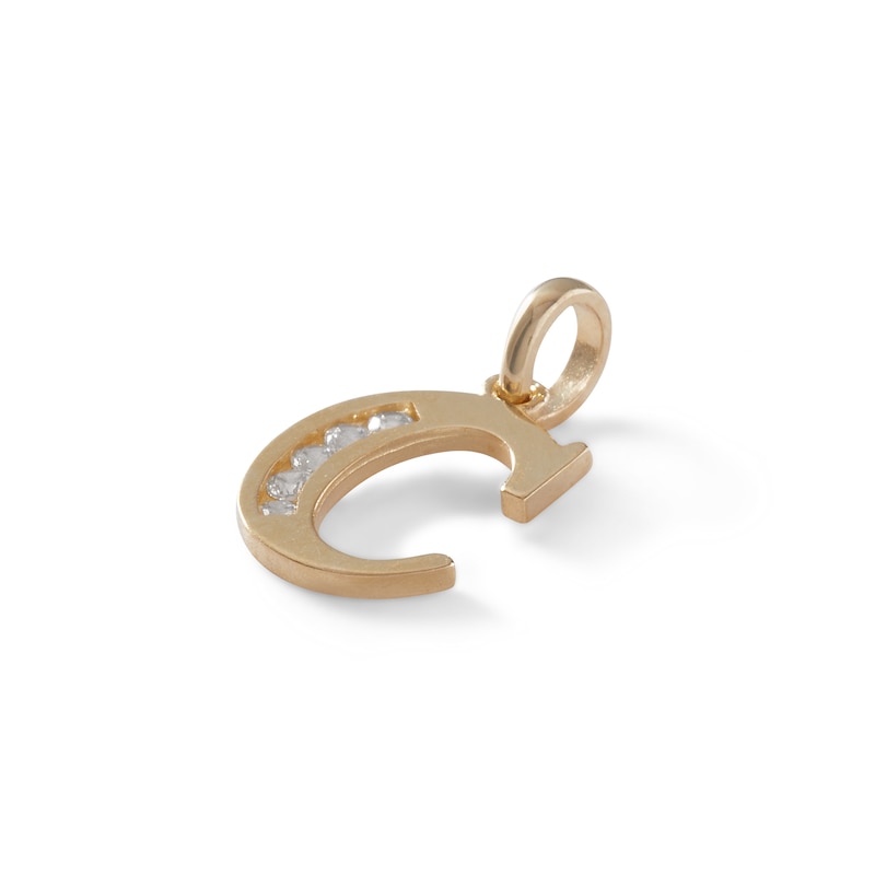 Main Image 2 of Cubic Zirconia "C" Initial Charm Pendant in 10K Solid Gold