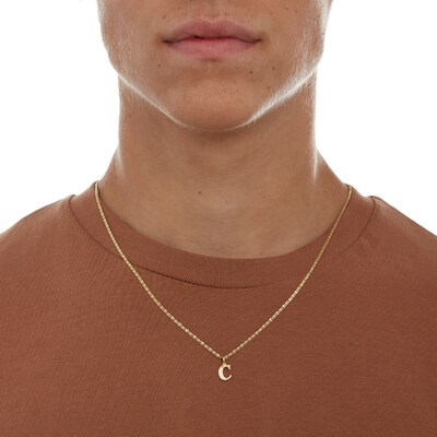 10K Solid Gold CZ Channel "C" Initial Necklace Charm