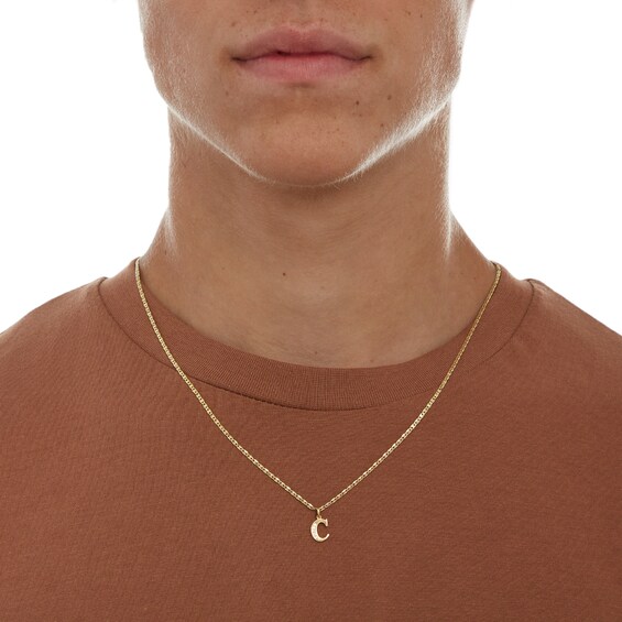 10K Solid Gold CZ Channel "C" Initial Necklace Charm